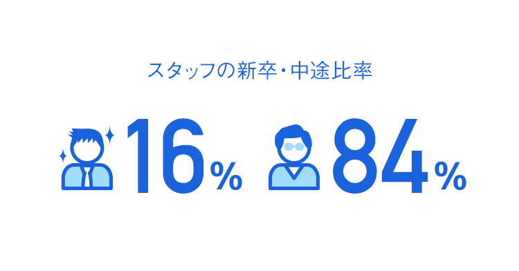 スタッフの新卒・中途比率
